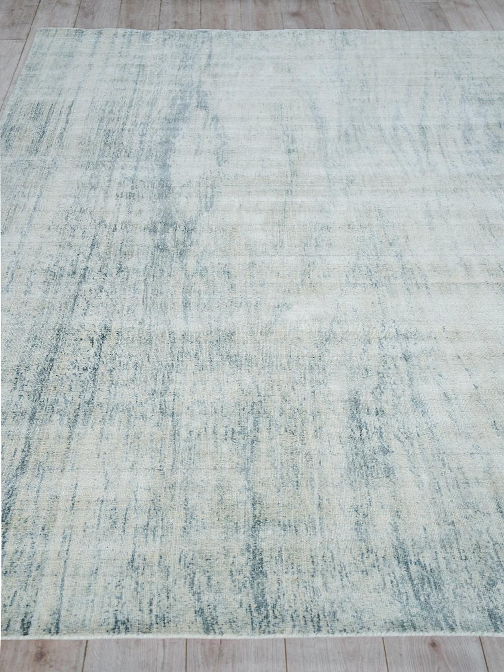 Exquisite Rugs Cloud Hand-loomed Wool/Bamboo Silk 5309 Ivory/Blue 10' x 14' Area Rug