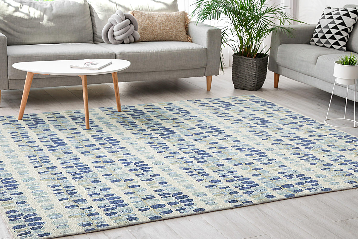 Exquisite Rugs Colorplay Hand-tufted New Zealand Wool 6506 Navy/Beige 15' x 12' Area Rug