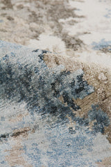 Exquisite Rugs Cosmo Hand-knotted Wool/Bamboo Silk 4343 Silver/Blue/Ivory 12' x 15' Area Rug