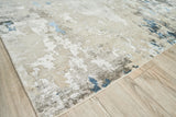 Exquisite Rugs Cosmo Hand-knotted Wool/Bamboo Silk 4343 Silver/Blue/Ivory 14' x 18' Area Rug