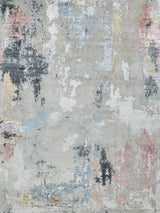 Exquisite Rugs Cosmo Hand-knotted Wool/Bamboo Silk 5719 Silver/Blue/Beige 10' x 14' Area Rug
