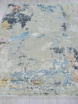 Exquisite Rugs Cosmo Hand-knotted Wool/Bamboo Silk 5719 Silver/Blue/Beige 12' x 15' Area Rug