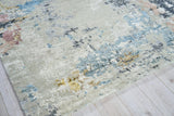 Exquisite Rugs Cosmo Hand-knotted Wool/Bamboo Silk 5719 Silver/Blue/Beige 8' x 10' Area Rug