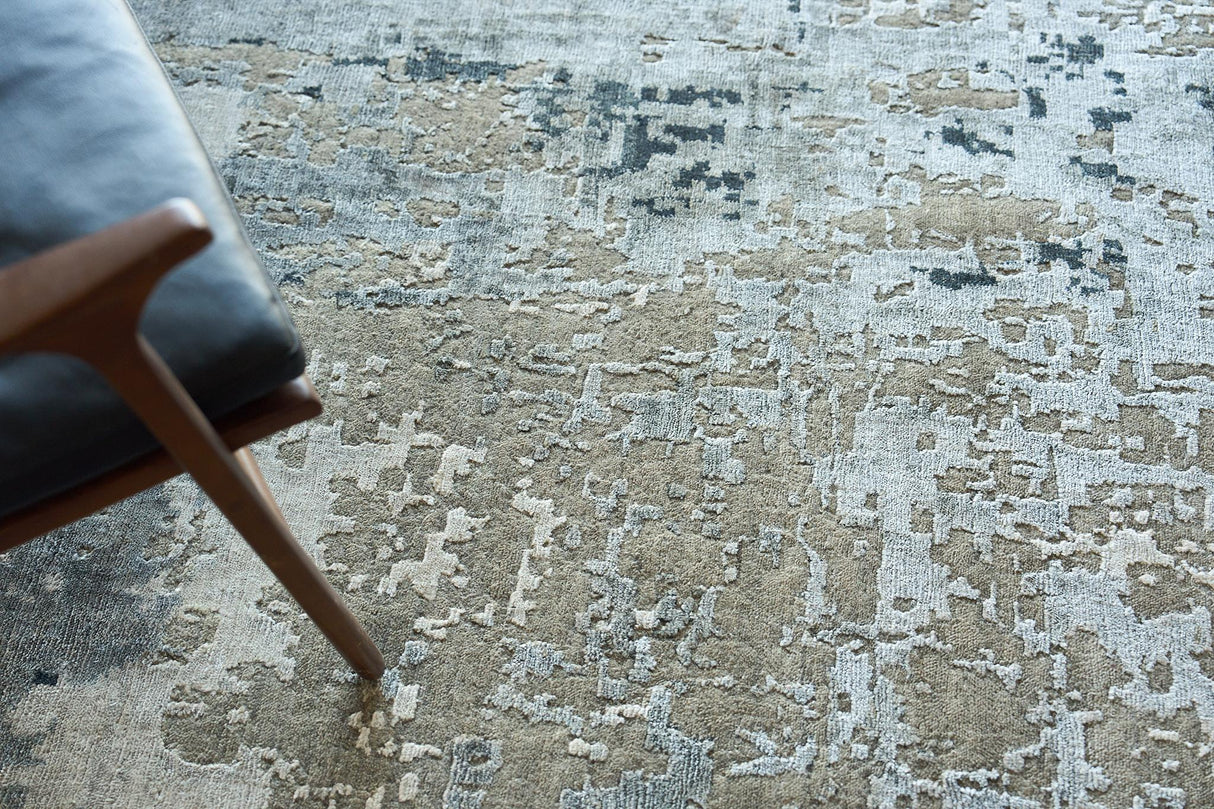Exquisite Rugs Cosmo Hand-knotted Wool/Bamboo Silk 5749 Gray/Charcoal 10' x 14' Area Rug