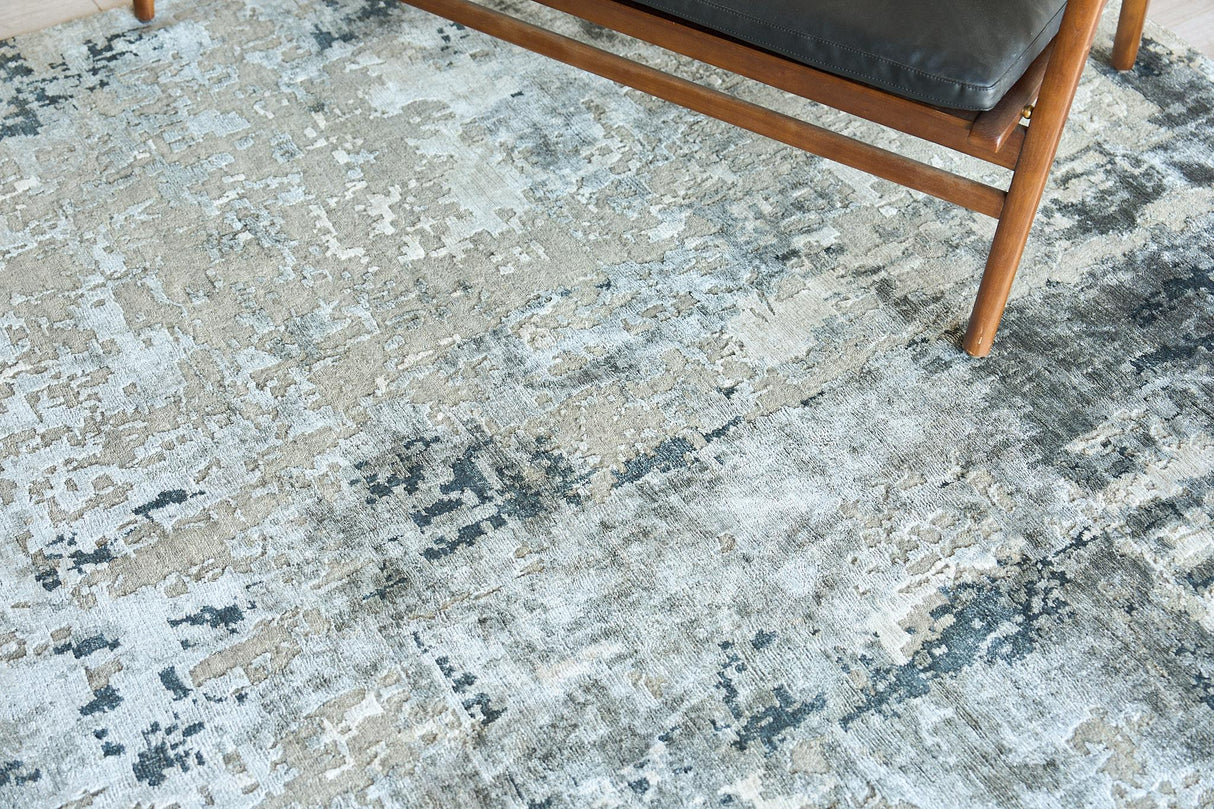 Exquisite Rugs Cosmo Hand-knotted Wool/Bamboo Silk 5749 Gray/Charcoal 9' x 12' Area Rug