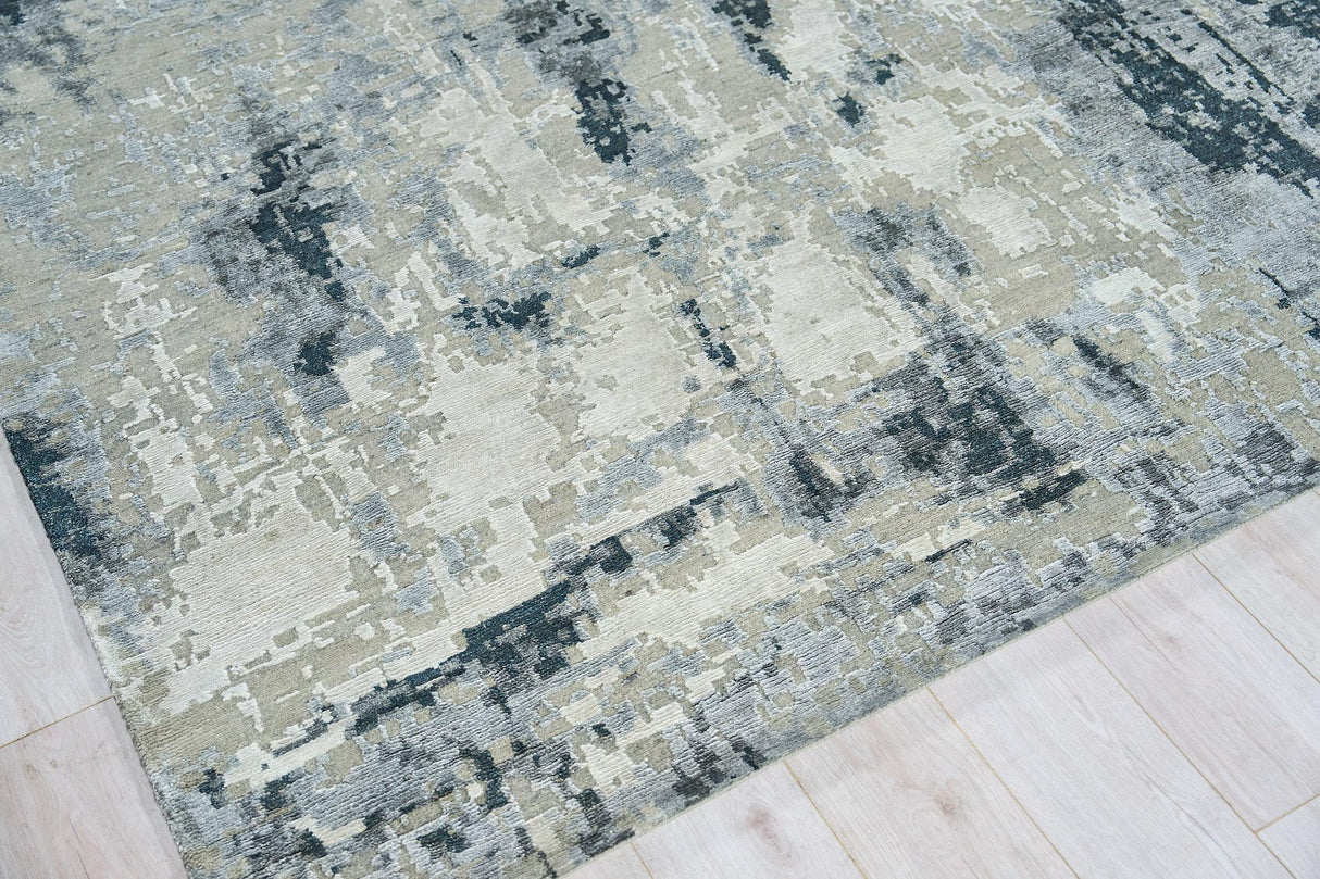 Exquisite Rugs Cosmo Hand-knotted Wool/Bamboo Silk 5749 Gray/Charcoal 9' x 12' Area Rug