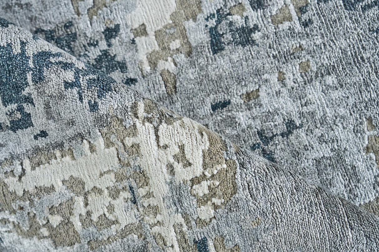 Exquisite Rugs Cosmo Hand-knotted Wool/Bamboo Silk 5749 Gray/Charcoal 9' x 12' Area Rug