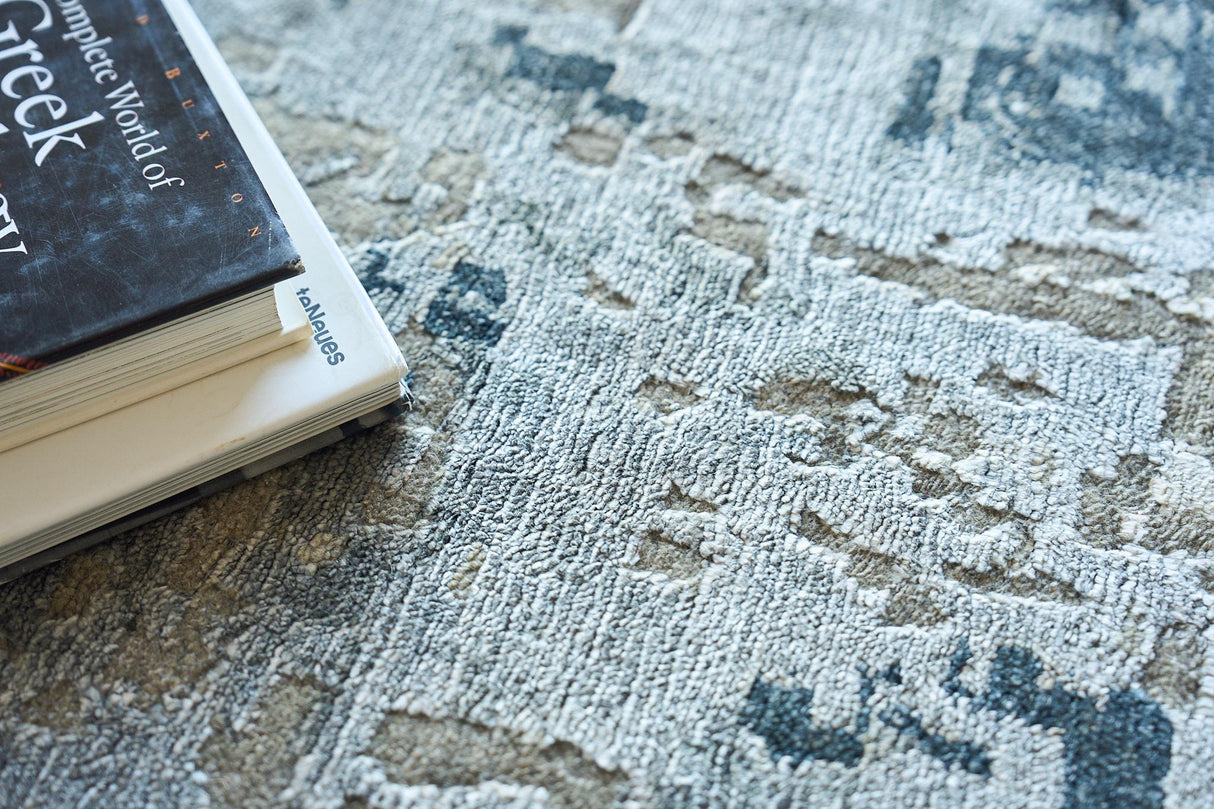 Exquisite Rugs Cosmo Hand-knotted Wool/Bamboo Silk 5749 Gray/Charcoal 9' x 12' Area Rug