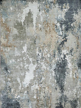 Exquisite Rugs Cosmo Hand-knotted Wool/Bamboo Silk 6312 Silver/Beige/Blue 9' x 12' Area Rug