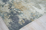 Exquisite Rugs Cosmo Hand-knotted Wool/Bamboo Silk 6312 Silver/Beige/Blue 9' x 12' Area Rug