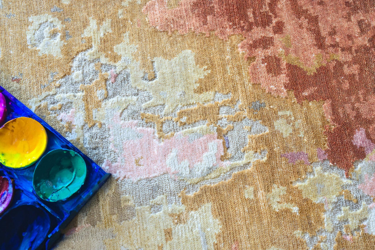 Exquisite Rugs Cosmo Hand-knotted Wool/Bamboo Silk 6313 Ivory/Beige/Blue 8' x 10' Area Rug