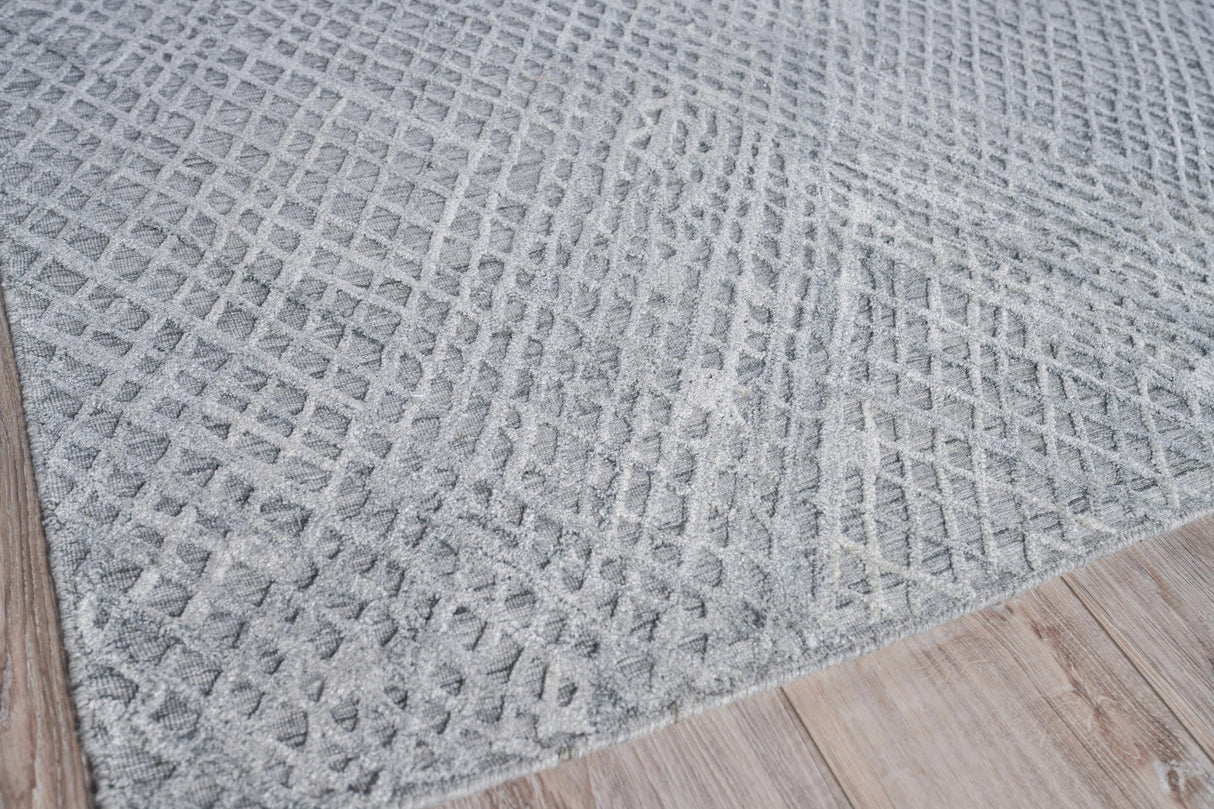 Exquisite Rugs Crescendo Hand-loomed Bamboo Silk 4902 Silver 12' x 15' Area Rug