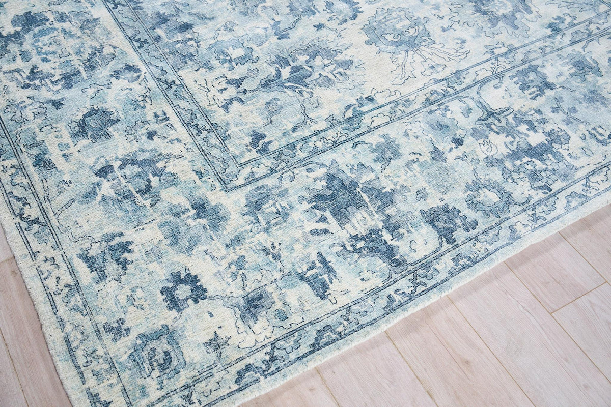 Exquisite Rugs Dorchester Hand-loomed Wool/Bamboo Silk 6320 Navy/Blue 10' x 14' Area Rug