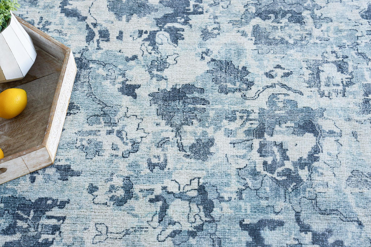 Exquisite Rugs Dorchester Hand-loomed Wool/Bamboo Silk 6320 Navy/Blue 10' x 14' Area Rug