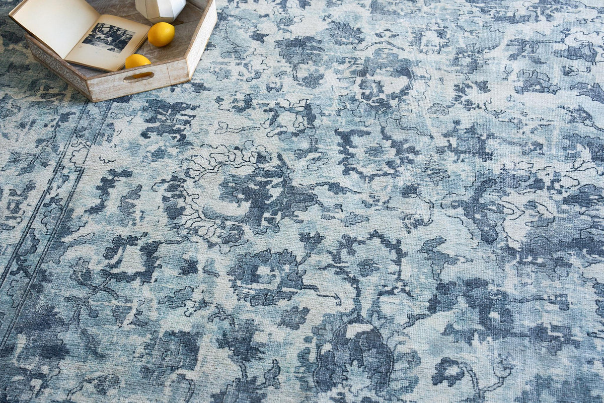 Exquisite Rugs Dorchester Hand-loomed Wool/Bamboo Silk 6320 Navy/Blue 6' x 9' Area Rug