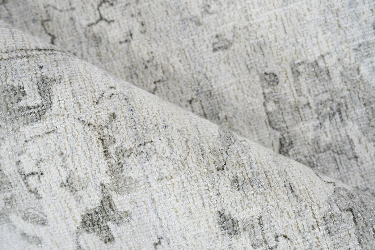 Exquisite Rugs Dorchester Hand-loomed Wool/Bamboo Silk 6321 Ivory/Silver 10' x 14' Area Rug