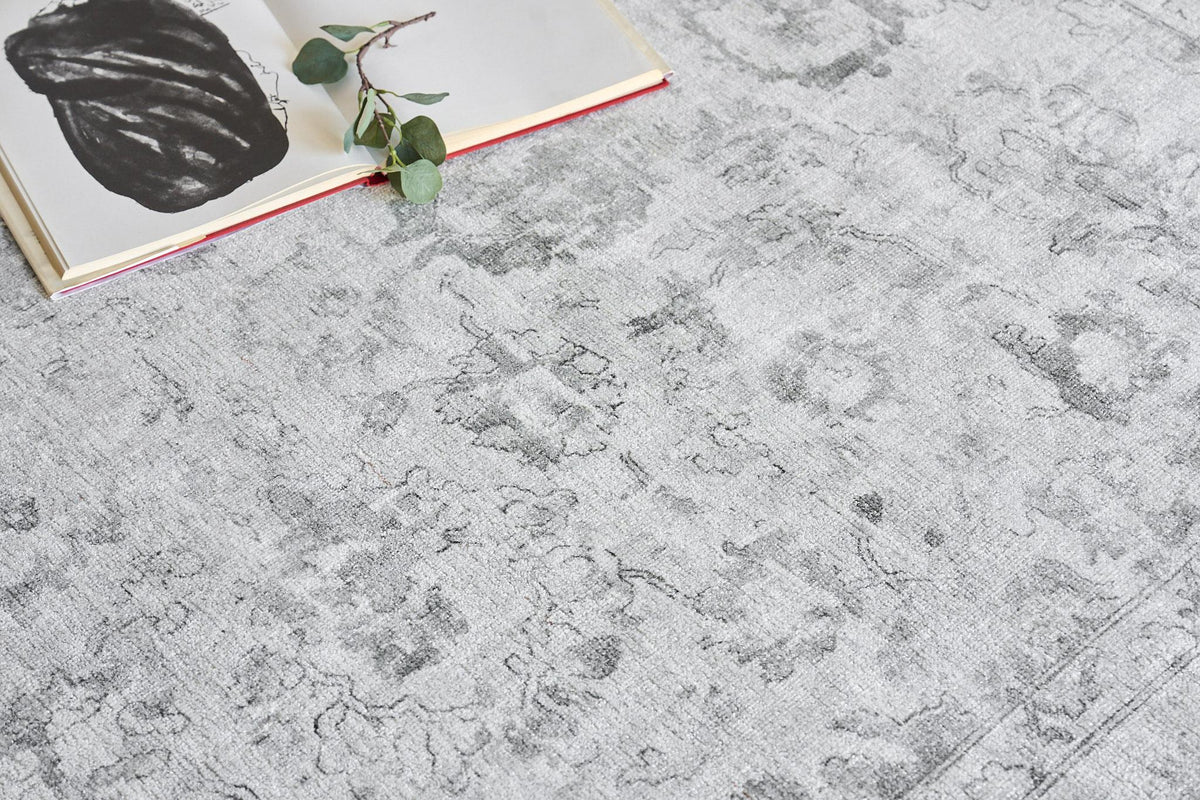 Exquisite Rugs Dorchester Hand-loomed Wool/Bamboo Silk 6321 Ivory/Silver 9' x 12' Area Rug
