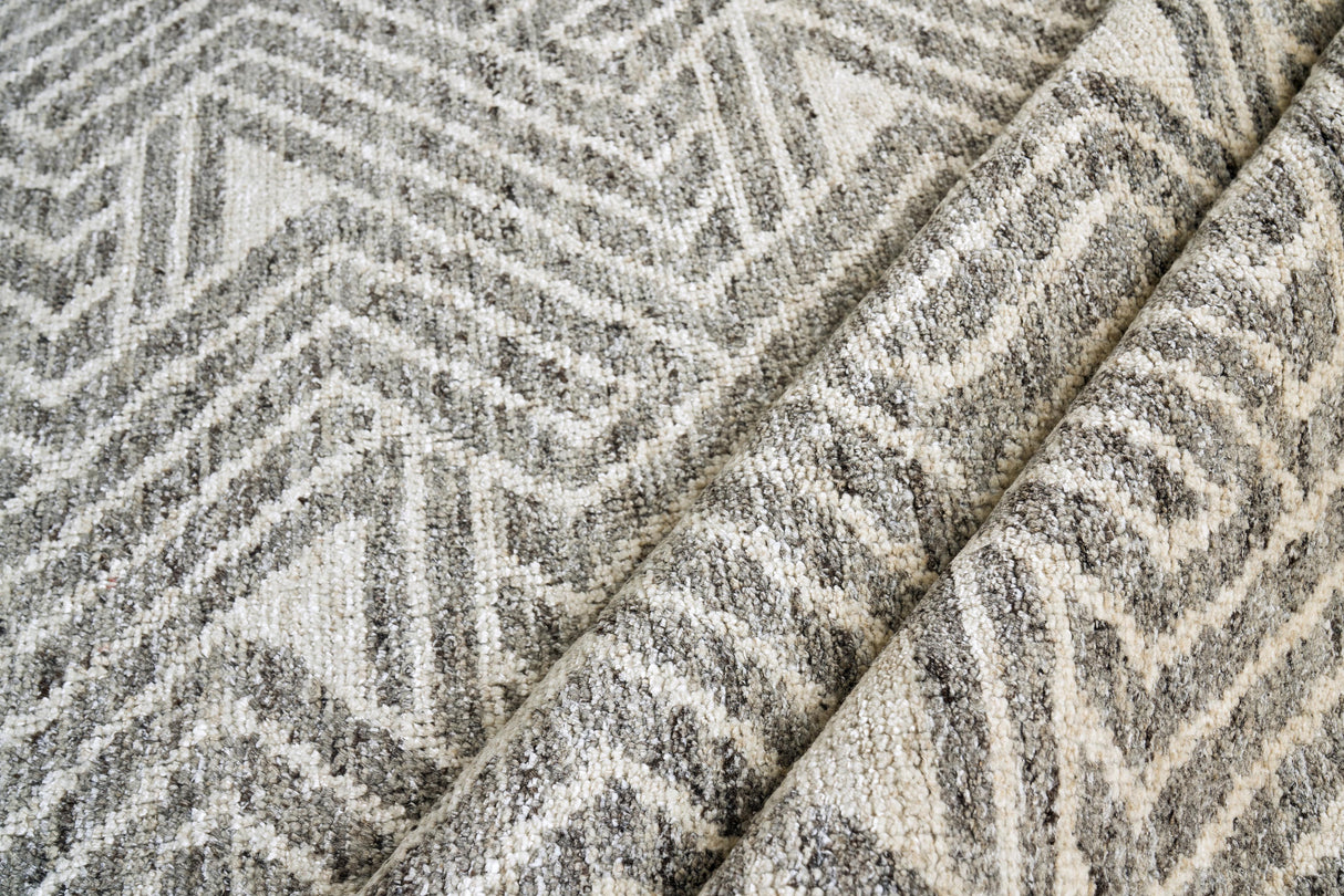 Exquisite Rugs Eaton Hand-knotted Wool/Bamboo Silk 4037 Charcoal/Ivory 10' x 14' Area Rug