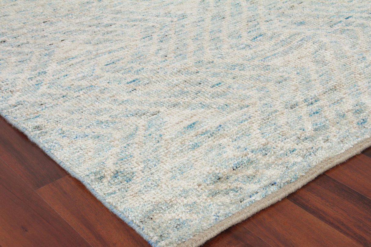 Exquisite Rugs Eaton Hand-knotted Wool/Bamboo Silk 4038 Ivory/Blue 8' x 10' Area Rug
