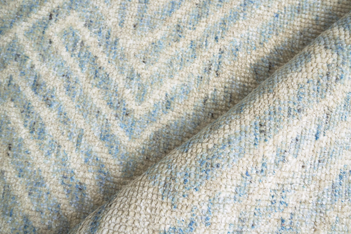 Exquisite Rugs Eaton Hand-knotted Wool/Bamboo Silk 4038 Ivory/Blue 9' x 12' Area Rug