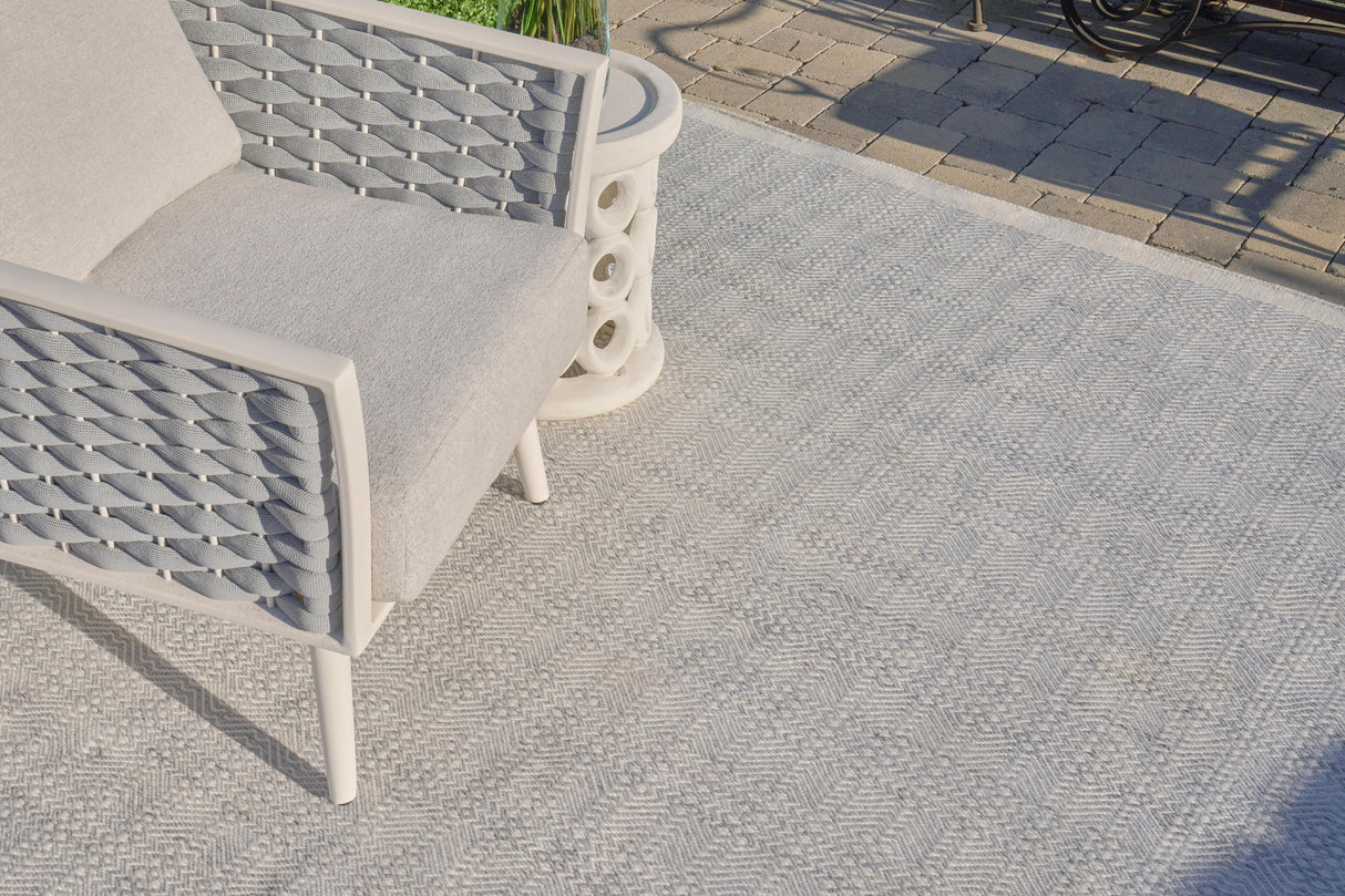 Exquisite Rugs Echo Indoor/Outdoor Flatweave PET yarn 4893 Ivory/Light Silver 4' x 6' Area Rug