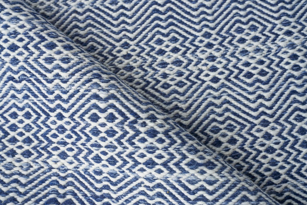 Exquisite Rugs Echo Indoor/Outdoor Flatweave PET yarn 4898 Ivory/Blue 10' x 14' Area Rug
