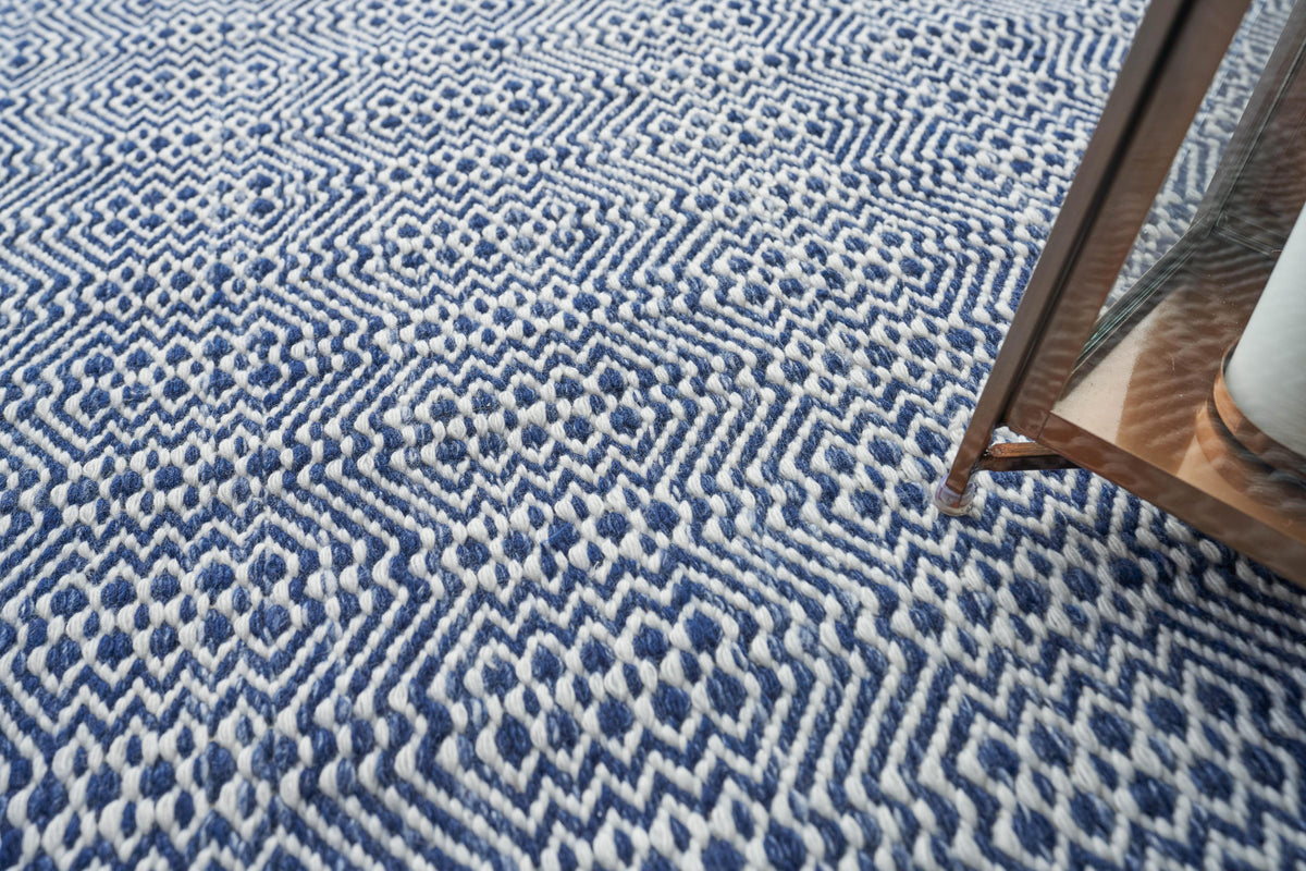 Exquisite Rugs Echo Indoor/Outdoor Flatweave PET yarn 4898 Ivory/Blue 10' x 14' Area Rug