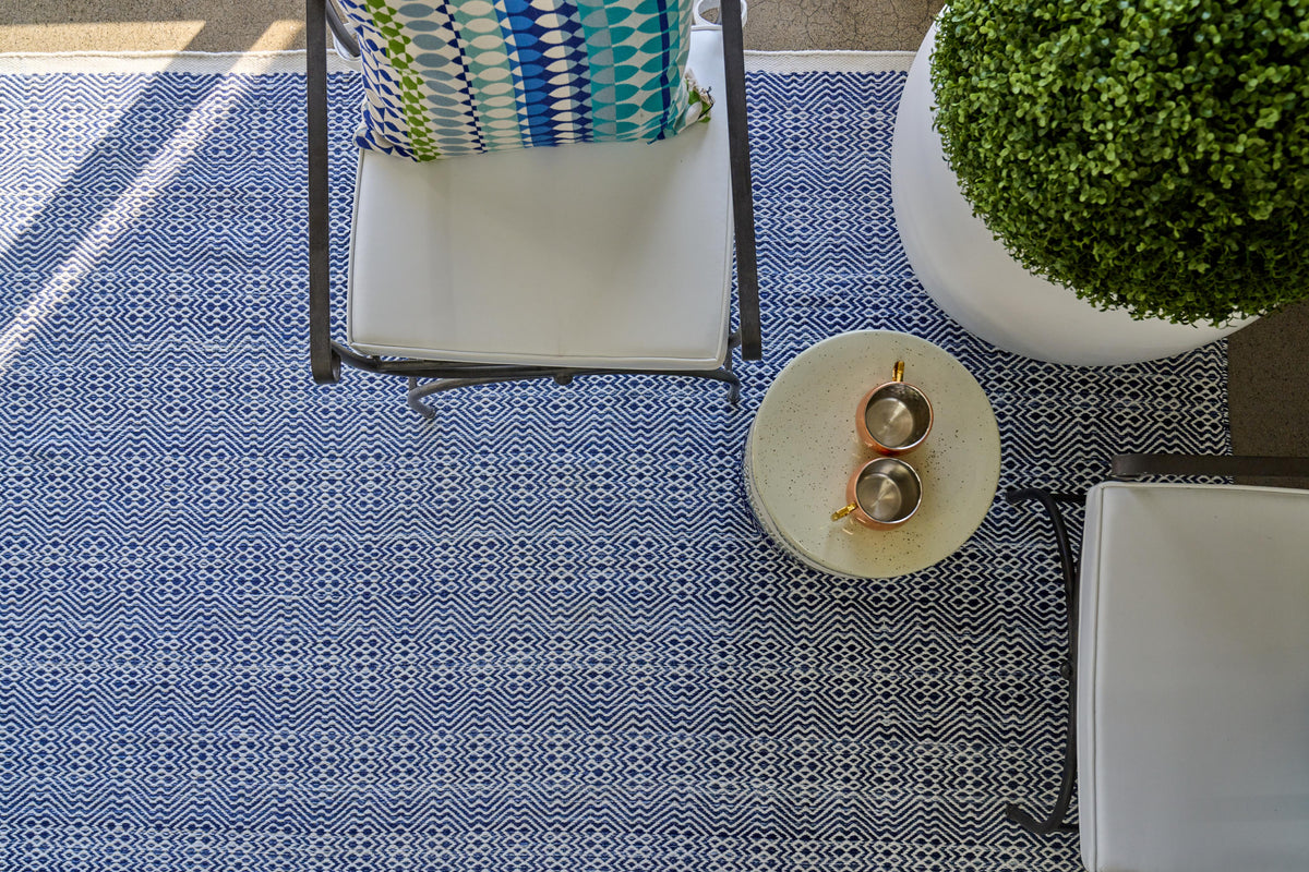Exquisite Rugs Echo Indoor/Outdoor Flatweave PET yarn 4898 Ivory/Blue 10' x 14' Area Rug