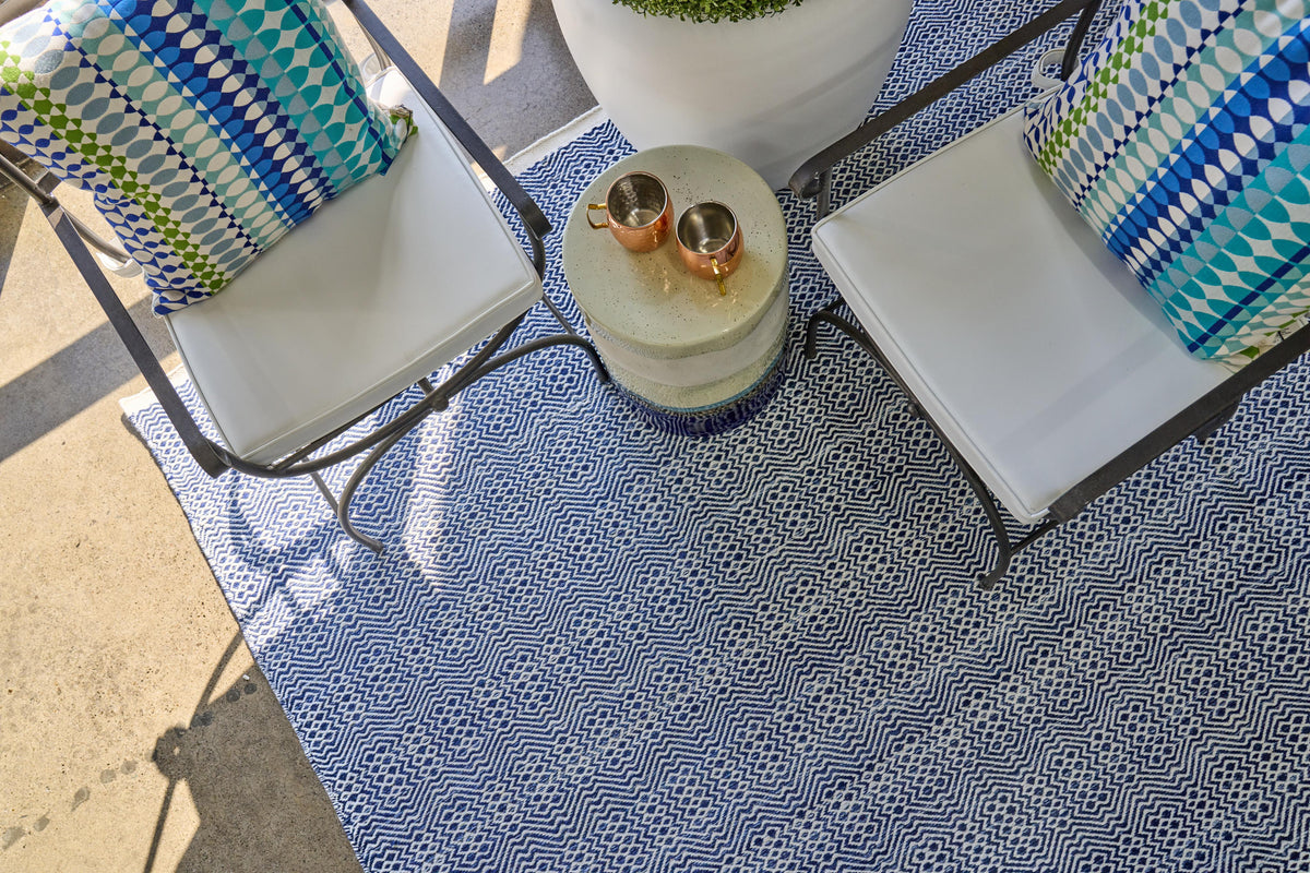 Exquisite Rugs Echo Indoor/Outdoor Flatweave PET yarn 4898 Ivory/Blue 10' x 14' Area Rug