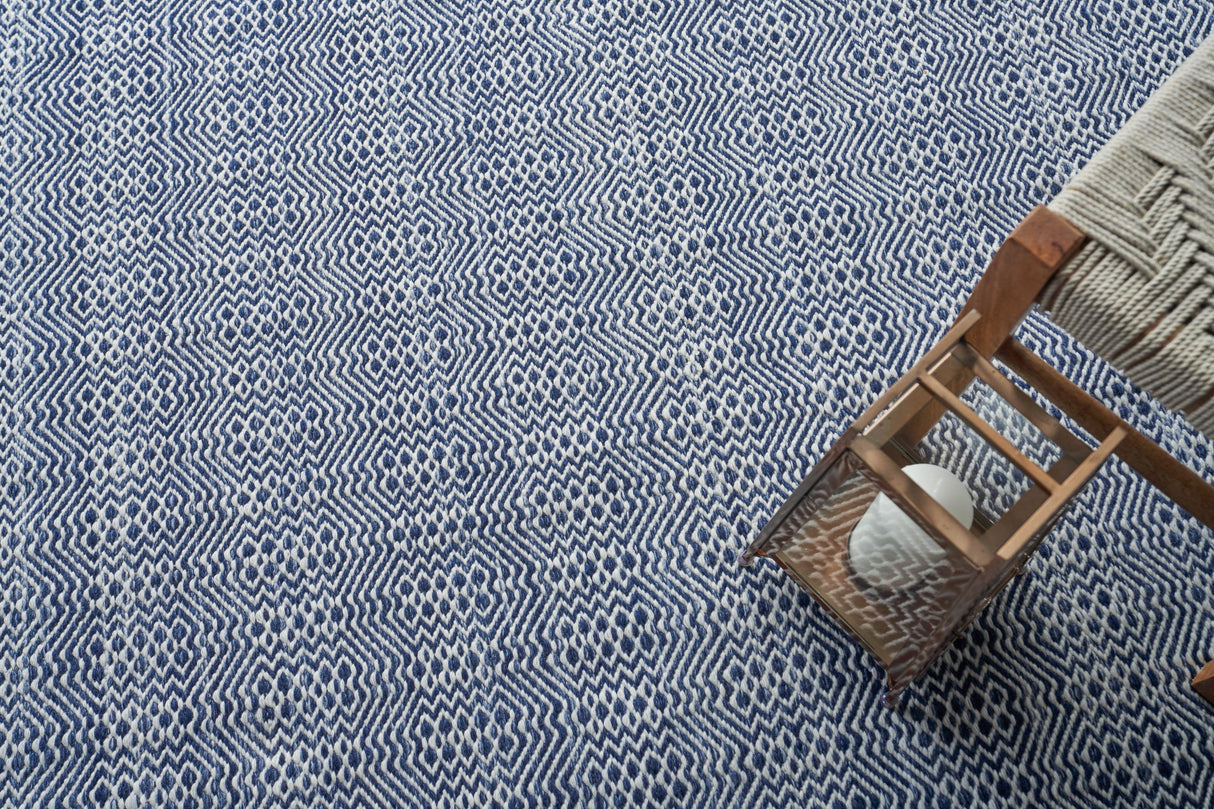 Exquisite Rugs Echo Indoor/Outdoor Flatweave PET yarn 4898 Ivory/Blue 5' x 8' Area Rug