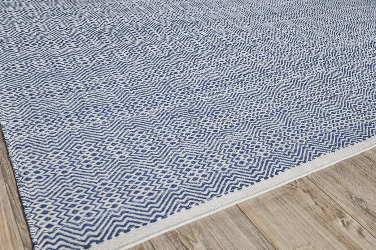 Exquisite Rugs Echo Indoor/Outdoor Flatweave PET yarn 4898 Ivory/Blue 8' x 10' Area Rug