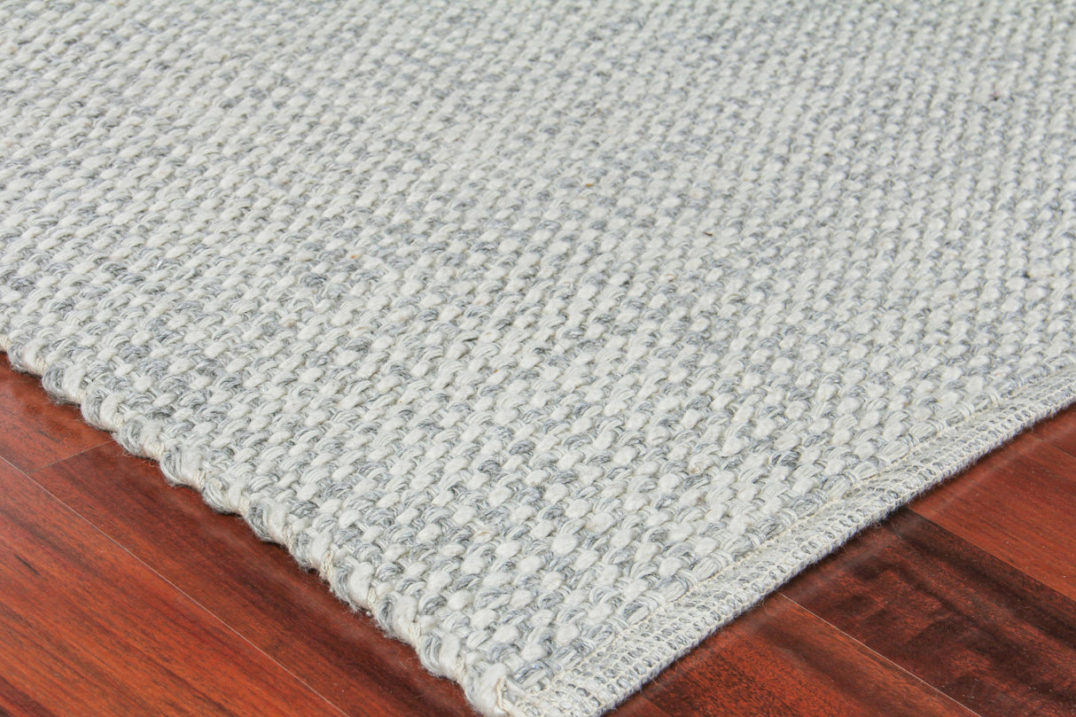 Exquisite Rugs Ferrus Handwoven Polyester/Wool/Cotton 3955 Silver/Ivory 5' x 8' Area Rug
