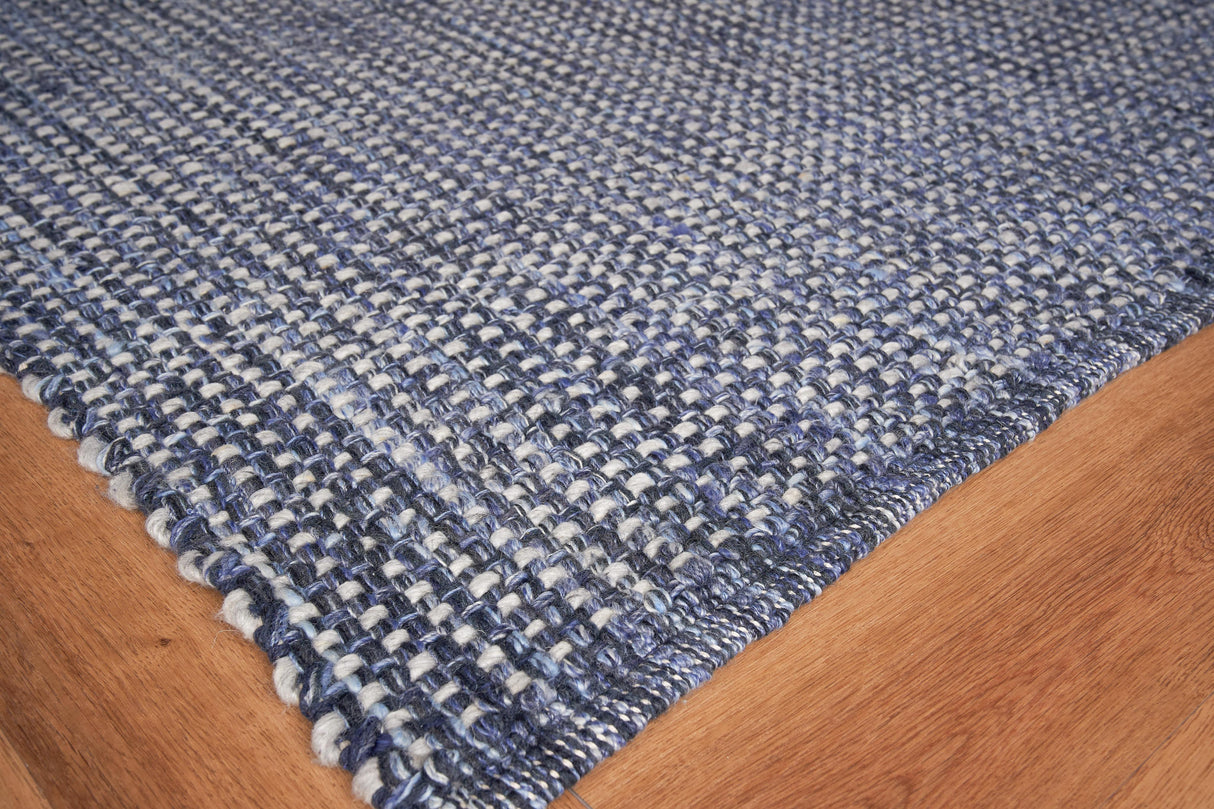 Exquisite Rugs Ferrus Handwoven Polyester/Wool/Cotton 3956 Blue/Ivory/Gray 14' x 18' Area Rug