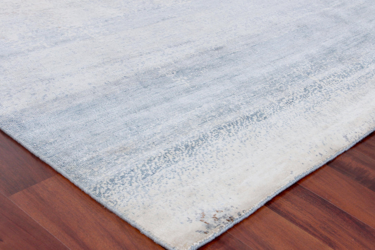 Exquisite Rugs Fine Pure Silk Hand-knotted Silk 4211 Blue/Brown 12' x 15' Area Rug
