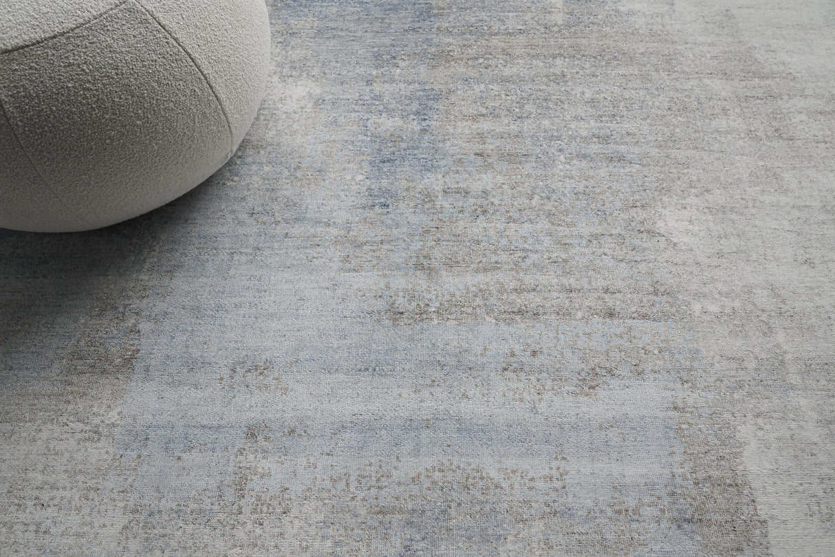Exquisite Rugs Fine Pure Silk Hand-knotted Silk 4211 Blue/Brown 12' x 15' Area Rug