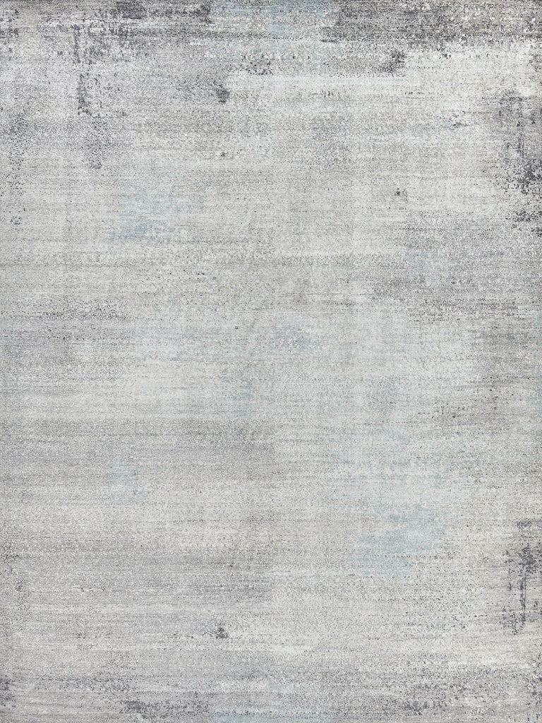 Exquisite Rugs Fine Pure Silk Hand-knotted Silk 4212 Ivory/Dark Gray/Multi 10' x 14' Area Rug