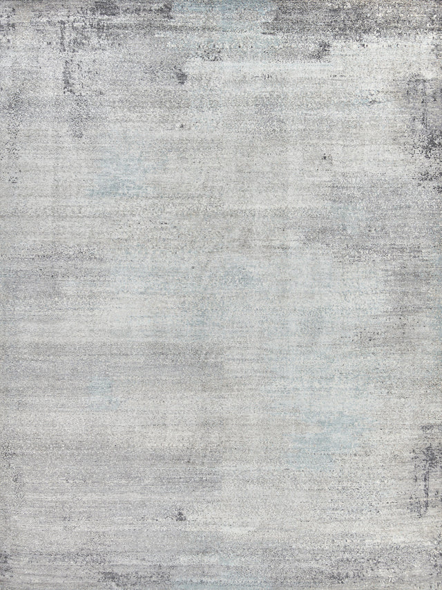 Exquisite Rugs Fine Pure Silk Hand-knotted Silk 4212 Ivory/Dark Gray/Multi 12' x 15' Area Rug