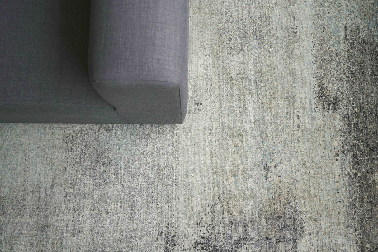 Exquisite Rugs Fine Pure Silk Hand-knotted Silk 4212 Ivory/Dark Gray/Multi 12' x 15' Area Rug