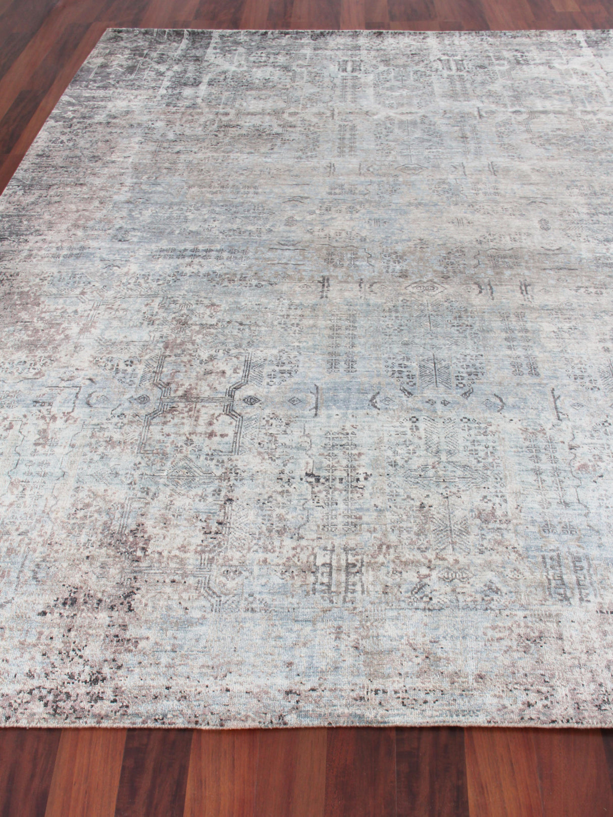 Exquisite Rugs Fine Pure Silk Hand-knotted Silk 4214 Ivory/Dark Gray/Multi 10' x 14' Area Rug