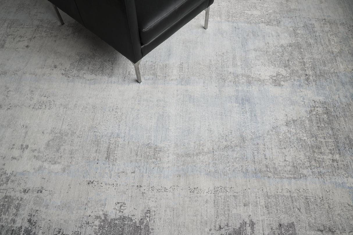 Exquisite Rugs Fine Pure Silk Hand-knotted Silk 4214 Ivory/Dark Gray/Multi 10' x 14' Area Rug