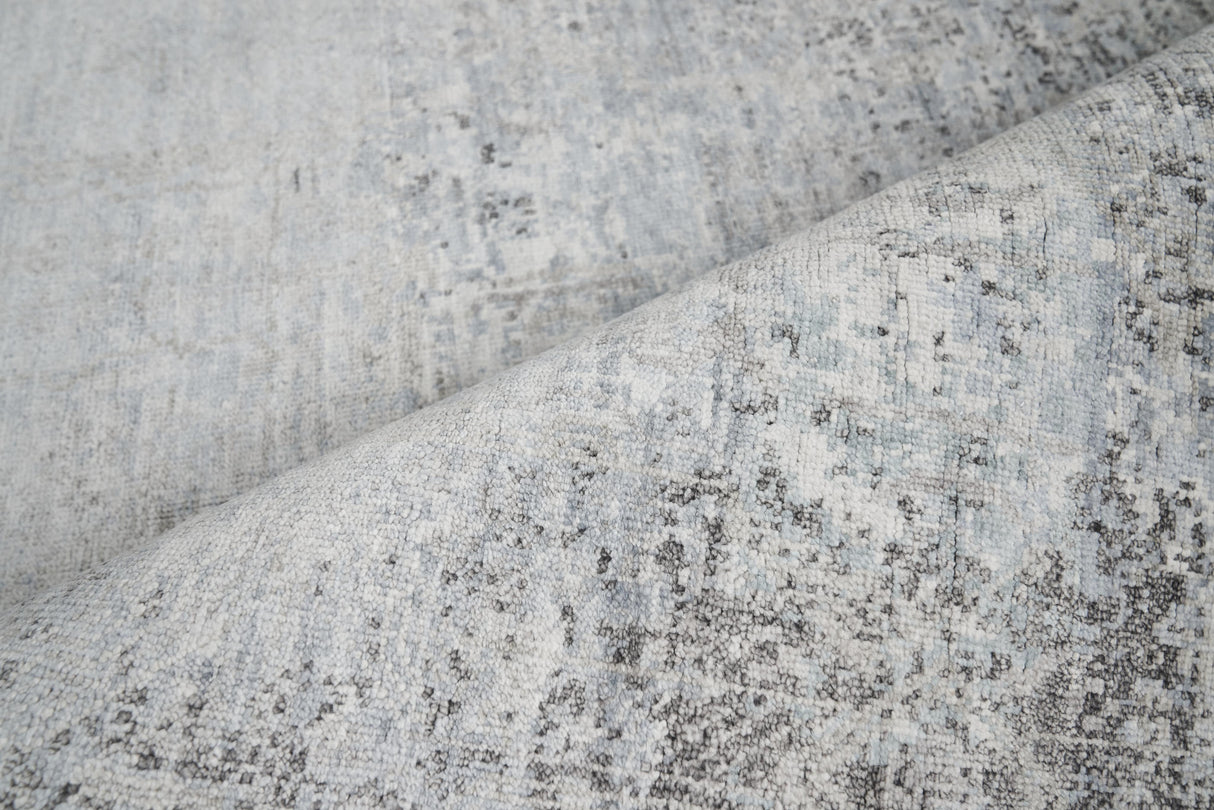 Exquisite Rugs Fine Pure Silk Hand-knotted Silk 4214 Ivory/Dark Gray/Multi 8' x 10' Area Rug