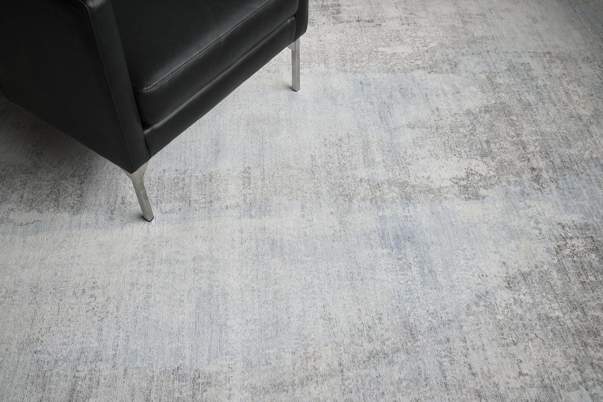 Exquisite Rugs Fine Pure Silk Hand-knotted Silk 4214 Ivory/Dark Gray/Multi 8' x 10' Area Rug