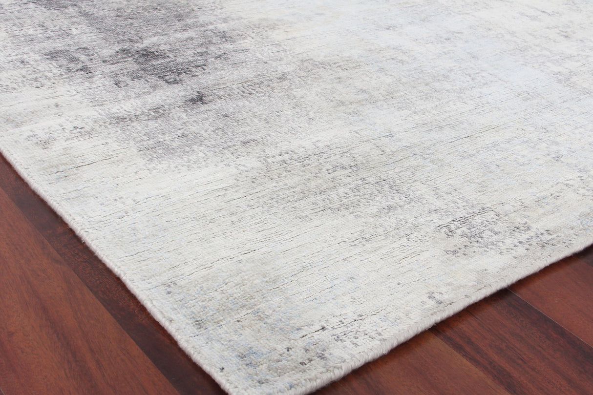 Exquisite Rugs Fine Pure Silk Hand-knotted Silk 4221 Silver/Gray 10' x 14' Area Rug
