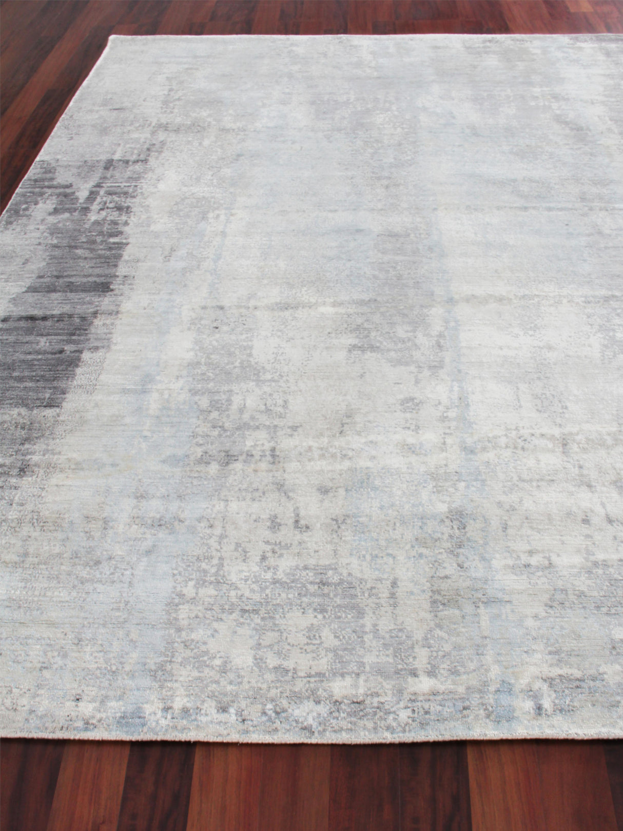 Exquisite Rugs Fine Pure Silk Hand-knotted Silk 4221 Silver/Gray 10' x 14' Area Rug