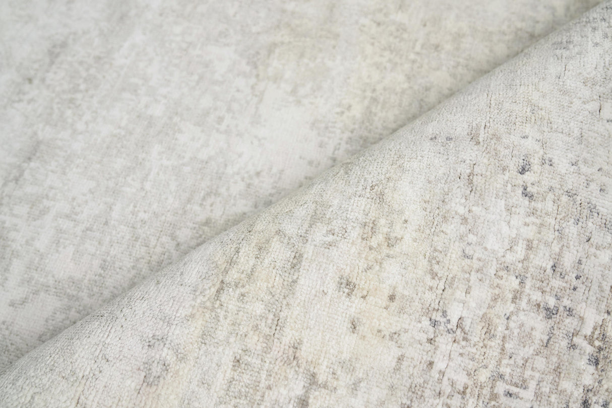 Exquisite Rugs Fine Pure Silk Hand-knotted Silk 4222 Silver/Ivory 9' x 12' Area Rug