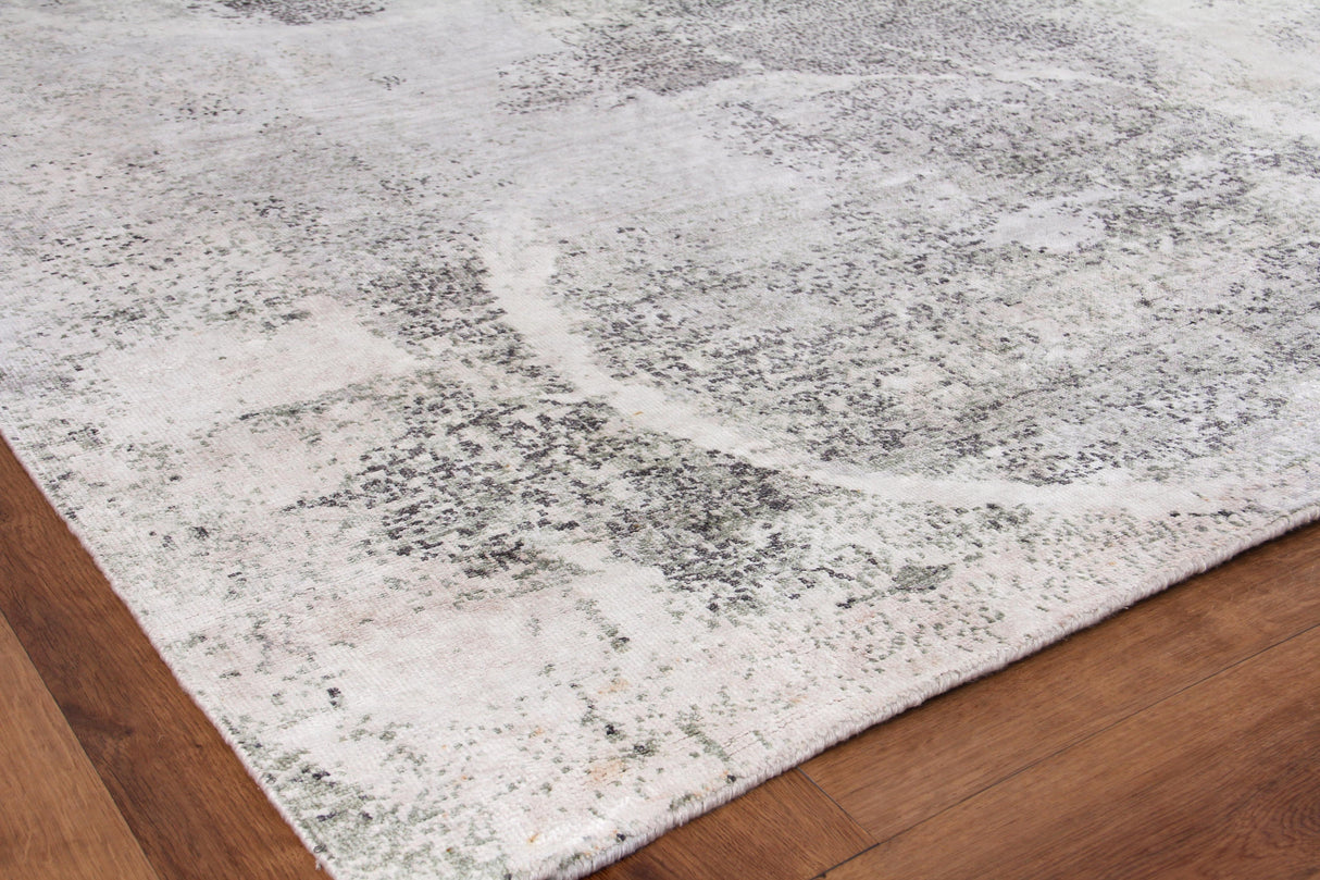Exquisite Rugs Fine Pure Silk Hand-knotted Silk 4223 Gray/Ivory 8' x 10' Area Rug