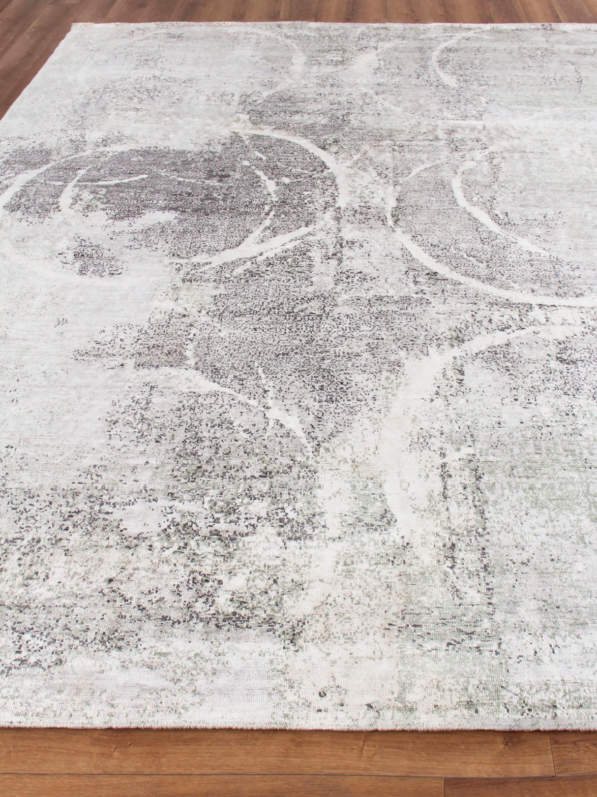 Exquisite Rugs Fine Pure Silk Hand-knotted Silk 4223 Gray/Ivory 8' x 10' Area Rug
