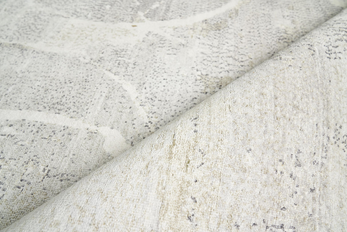 Exquisite Rugs Fine Pure Silk Hand-knotted Silk 4223 Gray/Ivory 8' x 10' Area Rug