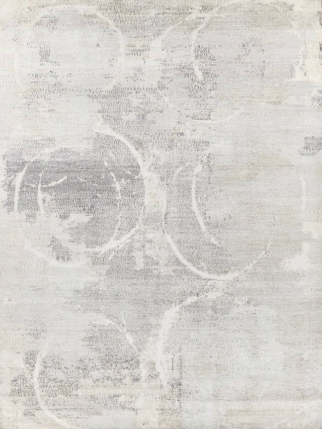 Exquisite Rugs Fine Pure Silk Hand-knotted Silk 4223 Gray/Ivory 9' x 12' Area Rug