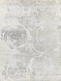 Exquisite Rugs Fine Pure Silk Hand-knotted Silk 4223 Gray/Ivory 9' x 12' Area Rug